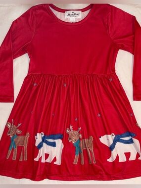 Marie Nicole Fun and Festive Polar Bear and Reindeer Dress sz M (3T) EUC